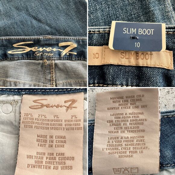 Seven7 Jeans Blue Slim Bootcut Rhinestone Pockets 10 - Picture 3 of 8